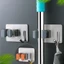 Combo 2 cái Móc dán tường kẹp chổi inox 304 A1 mỗi chiếc 1 kẹp 1 móc
