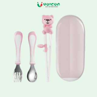 Bộ thìa dĩa cho bé hình chú gấu Topkid AC cute cho bé