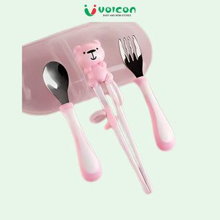Bộ thìa dĩa cho bé hình chú gấu Topkid AC cute cho bé