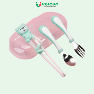 Bộ thìa dĩa cho bé hình chú gấu Topkid AC cute cho bé