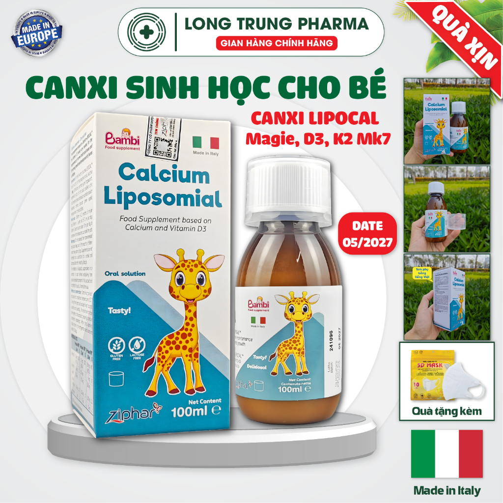 Canxi sinh học cho bé Bambi Calcium Liposomial (Chứa Lipocal) Giúp phát ...