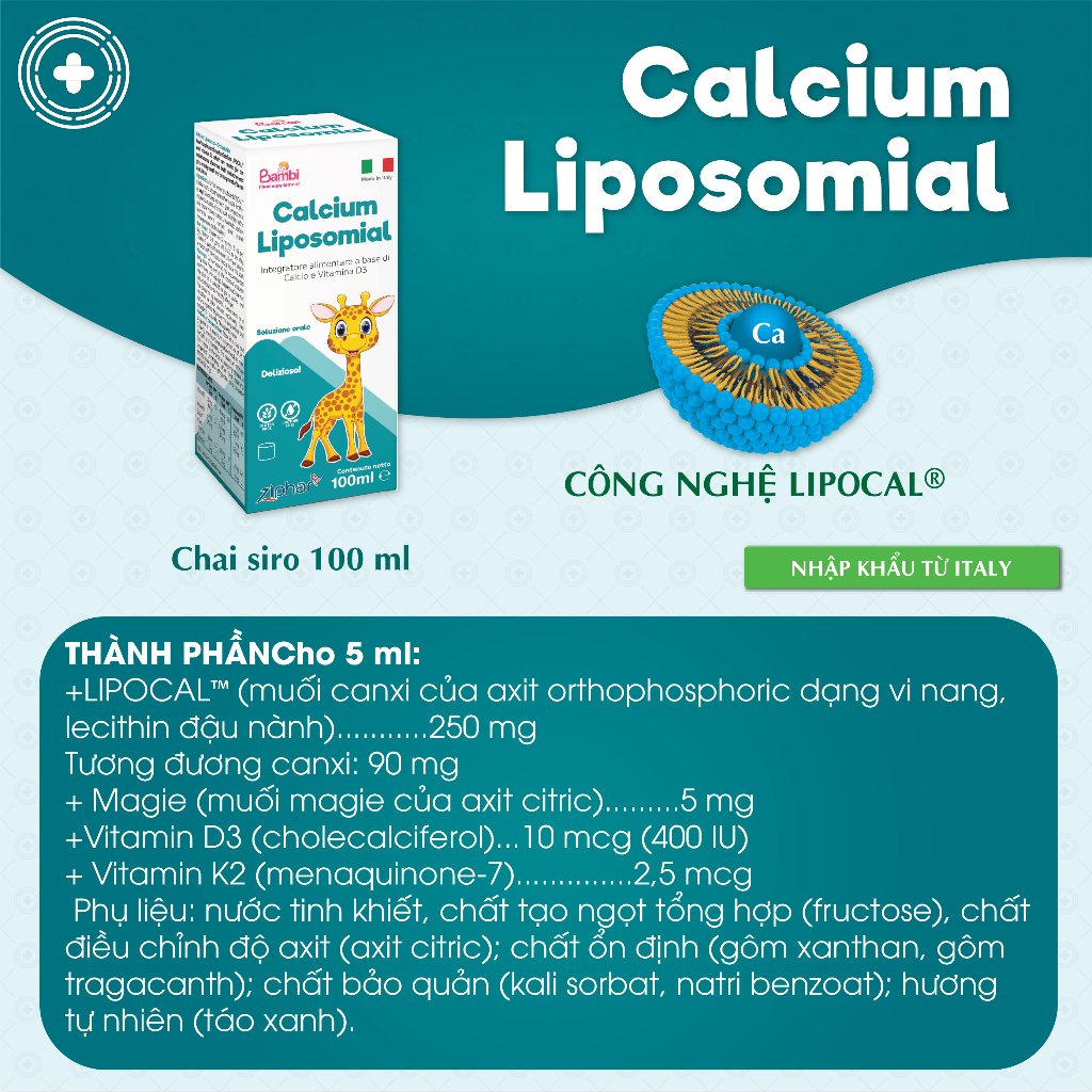 Canxi sinh học cho bé Bambi Calcium Liposomial (Chứa Lipocal) Giúp phát ...