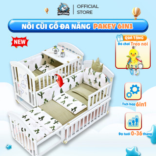 Nôi Cũi Gỗ Đa Năng Cho Bé Sơ Sinh Từ 0-36 Tháng Tuổi, Chất Liệu Gỗ Thông Tự Nhiên, An Toàn Cho Bé - CG03