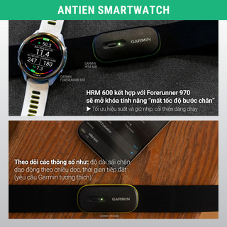 Dây đeo đo nhịp tim Garmin HRM 600, pin đến 2 tháng, dành cho các vận động viên - Hàng Chính Hãng
