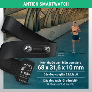 Dây đeo đo nhịp tim Garmin HRM 600, pin đến 2 tháng, dành cho các vận động viên - Hàng Chính Hãng