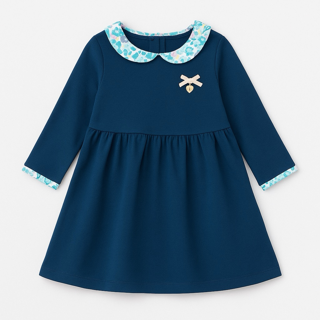 Váy bé gái dài tay xuất dư L009 D7723 cao cấp – đầm trẻ em size 3-36 tháng (2-16kg)