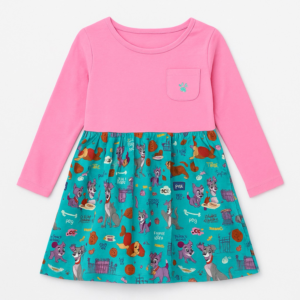 Váy bé gái dài tay xuất dư L009 D7723 cao cấp – đầm trẻ em size 3-36 tháng (2-16kg)