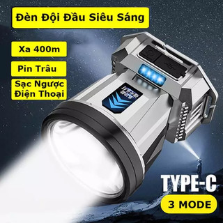 Đèn pin đội đầu 1 bóng siêu sáng chiếu xa 400m, pin trâu, đèn đội đầu 2 màu ánh sáng trắng
