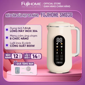 Máy làm sữa hạt đa năng Fujihome SM836 dung tích 1,5 Lít 8 chức năng nấu cháo, sinh tố, đun sôi điều khiển cảm ứng