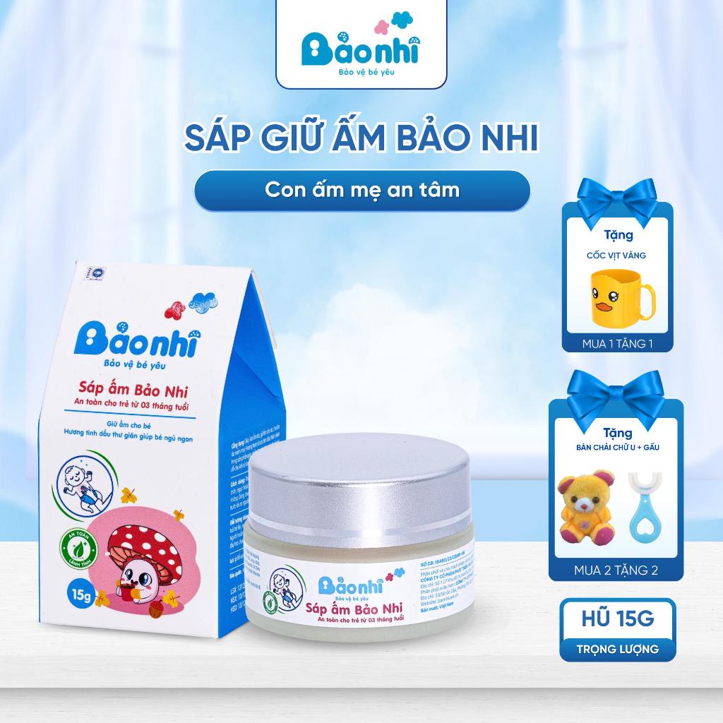 Sáp Giữ Ấm Cho Bé BẢO NHI Tránh Cảm Giảm Ho Ngừa Ngạt Mũi Từ Tinh Dầu Thiên Nhiên An Toàn Cho Bé 15g