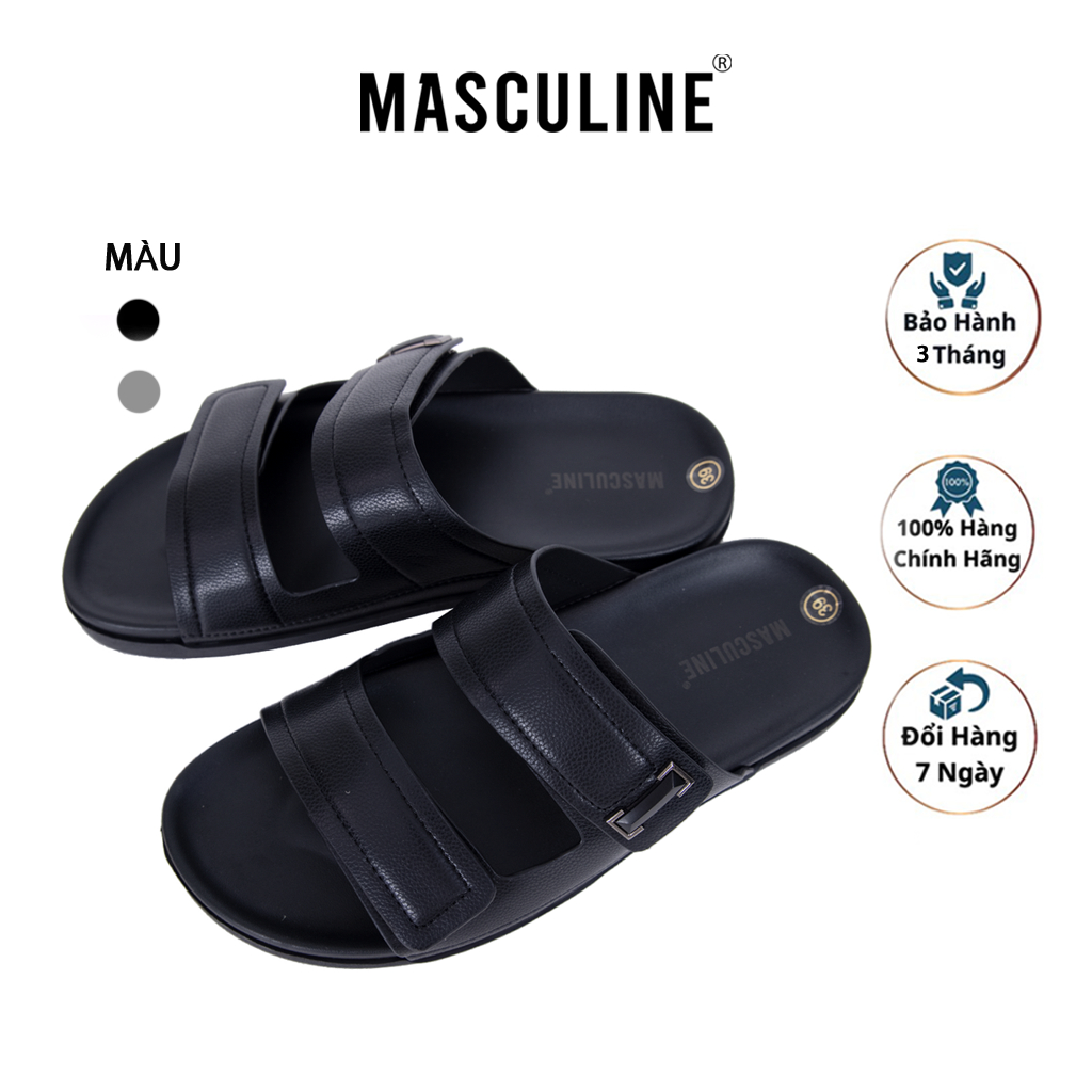 Dép nam cao cấp MASCULINE, Dép da chính hãng kiểu dáng trẻ trung, đế PU chống trơn trượt - MCT511