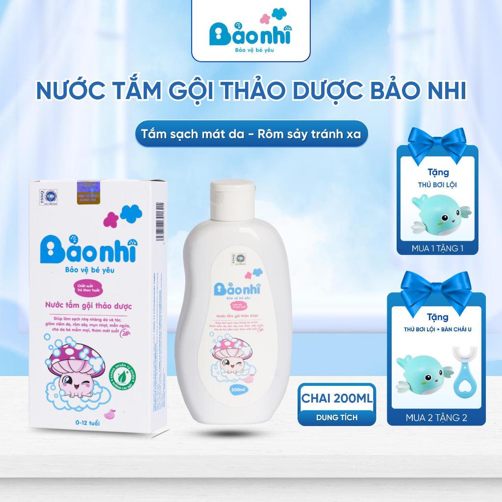 Nước Tắm Thảo Dược Bảo Nhi Giúp Giảm Mẩn Ngứa Và Rôm Sảy, Hỗ Trợ Làm Sạch, Mát Da Bé - Chai 200ml