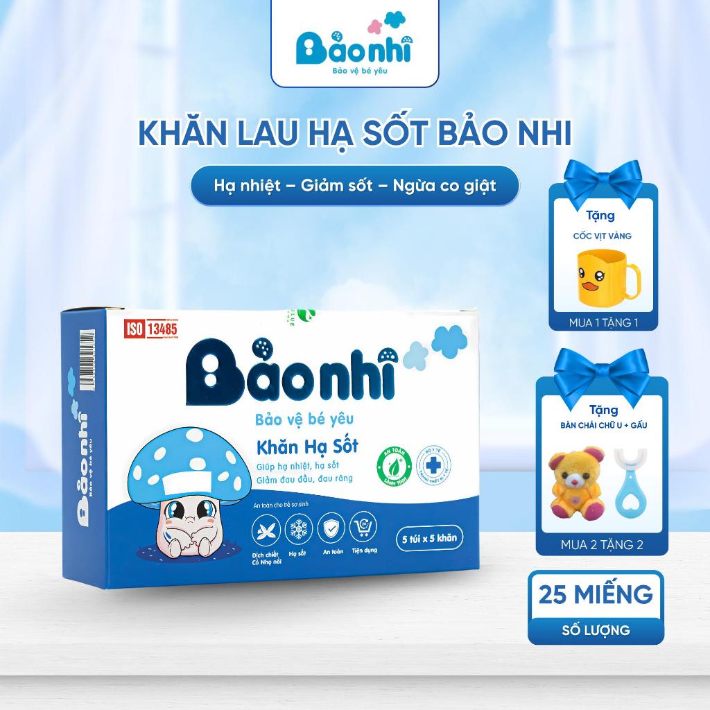 Khăn Lau Hạ Sốt Bảo Nhi Hạ Nhiệt, Giảm Sốt, Ngừa Co Giật, Làm Mát Rôm, Mẩn Ngứa, Muỗi Đốt 25 Khăn