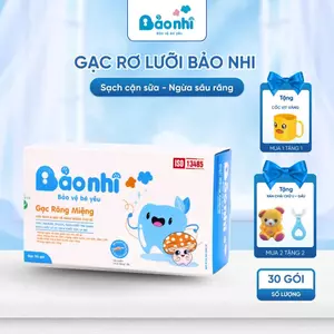 Gạc Rơ Lưỡi Bảo Nhi Tiêu Chuẩn 5SAO, Làm Sạch Răng, Lưỡi, Nướu và Khoang Miệng Cho Bé - 30Gói/Hộp