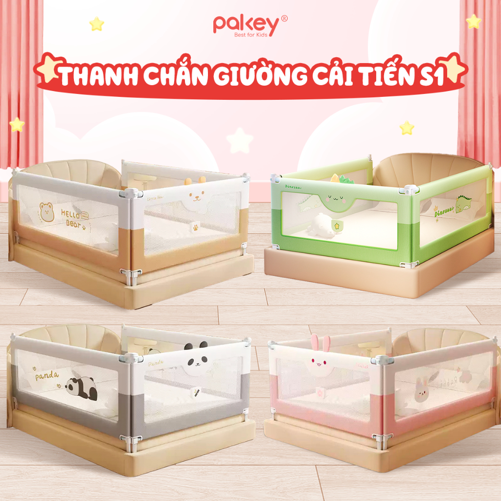[NEW] Thanh Chặn Giường Cho Bé Mẫu Mới Chính Hãng PAKEY, Thanh Chắn Giường Vải Oxford Cao Cấp Mềm Mịn Dày Dặn