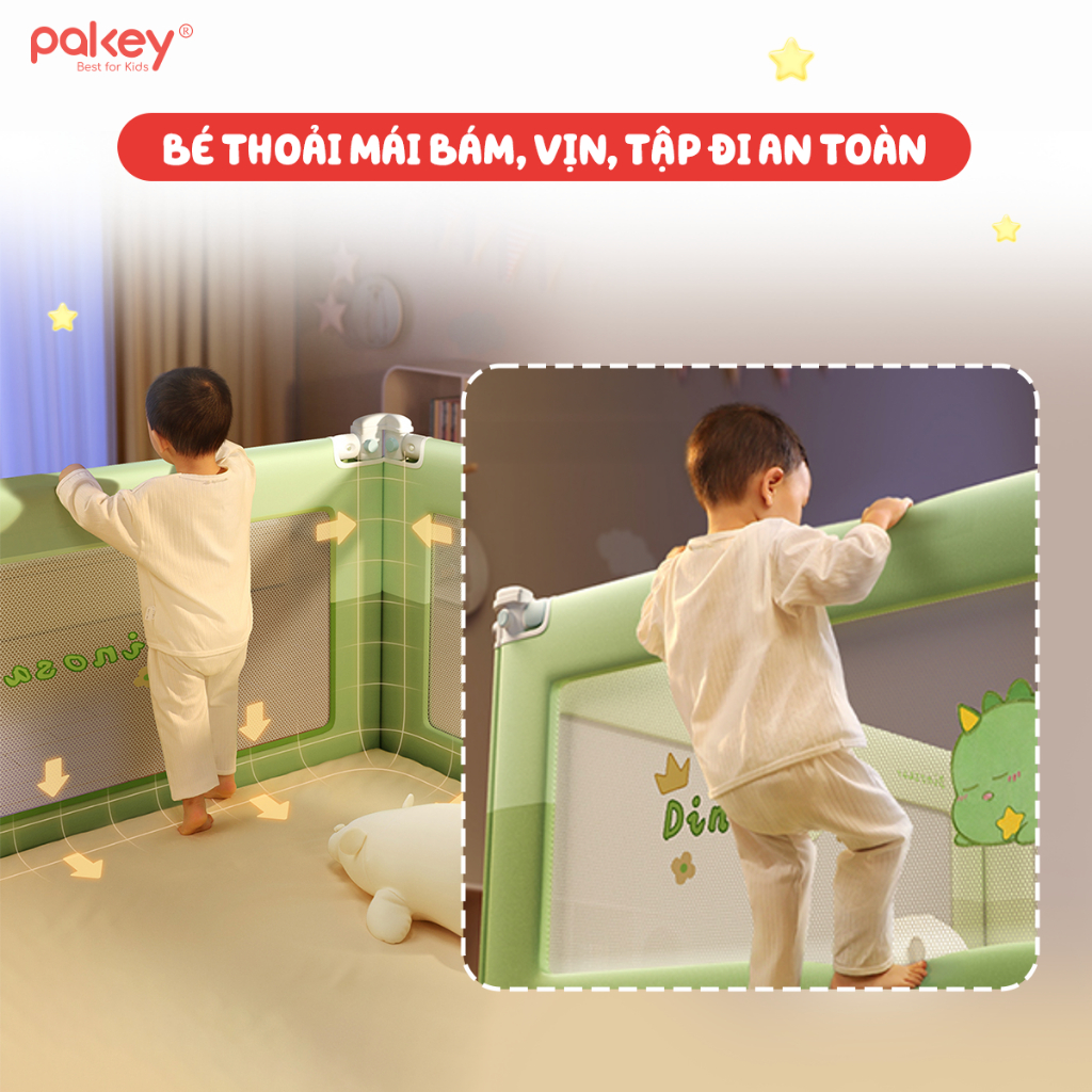 [NEW] Thanh Chặn Giường Cho Bé Mẫu Mới Chính Hãng PAKEY, Thanh Chắn Giường Vải Oxford Cao Cấp Mềm Mịn Dày Dặn