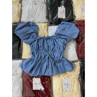 Áo Babydoll Kiểu Xinh Tay Phồng,Bo Thân Nơ Xinh Xắn, Công chúa Tiểu Thư Chất Vải kẻ Ô nhỏ và Kẻ Sọc Siêu Xinh - NAQ027