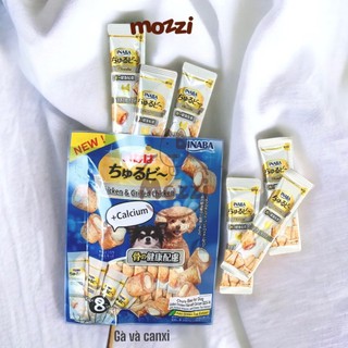 Snack cho chó Gà nhân mềm Inaba Churutto|Churubee Gói 8 thanh x 10gr