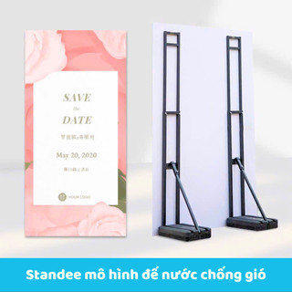 Standee chữ H đế nước nặng, chắc, standee khung sắt mô hình gắn với bảng formex bằng thép bền đẹp