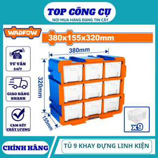 ĐỒ NGHỀ WADFOW Bộ tủ gồm 9 khay nhựa đựng linh kiện (dạng kín) 380x155x320mm WTB8331