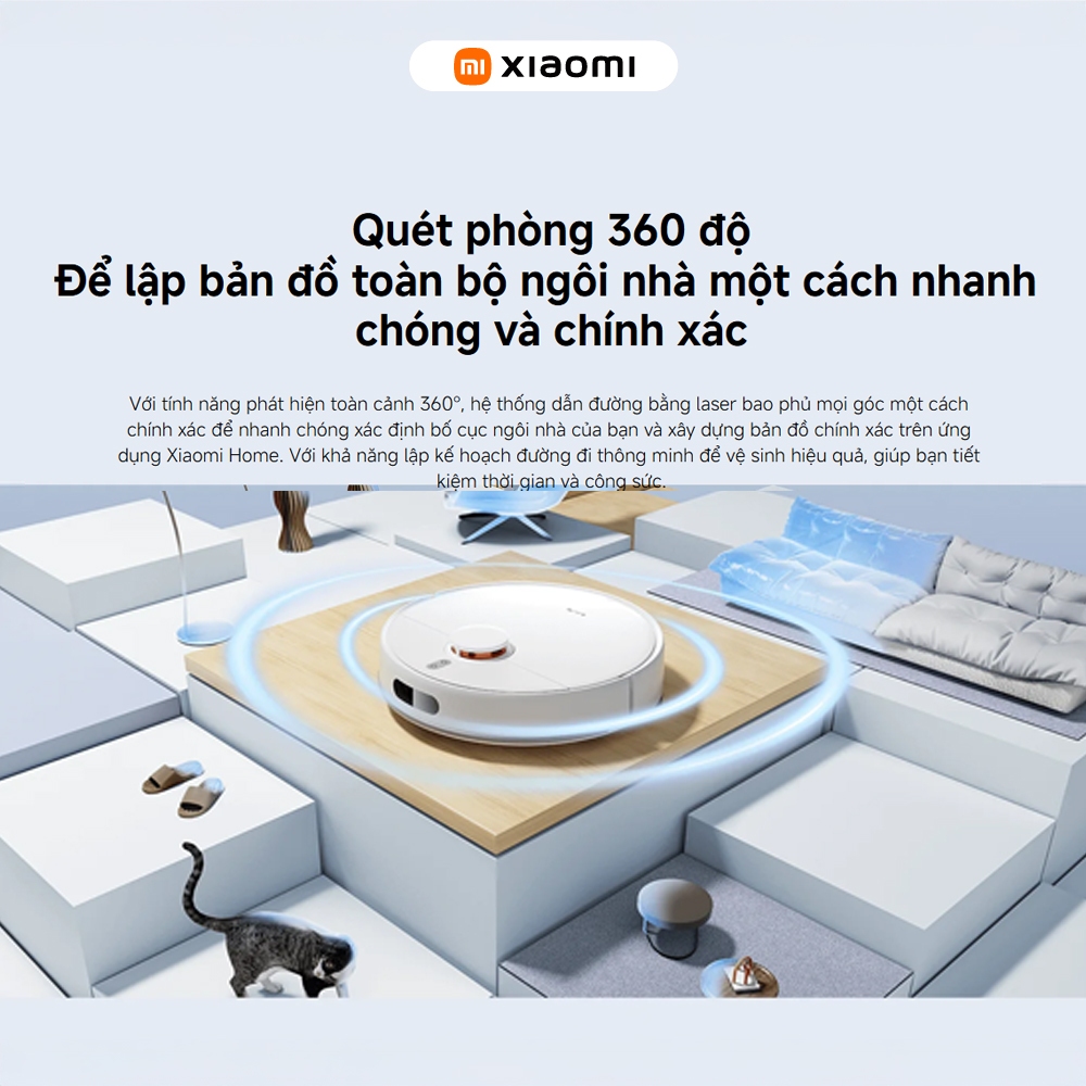 Robot hút bụi lau nhà Xiaomi S40C - Lực hút 5000Pa - Kiểm soát lưu lượng nước - Bảo hành 12 tháng