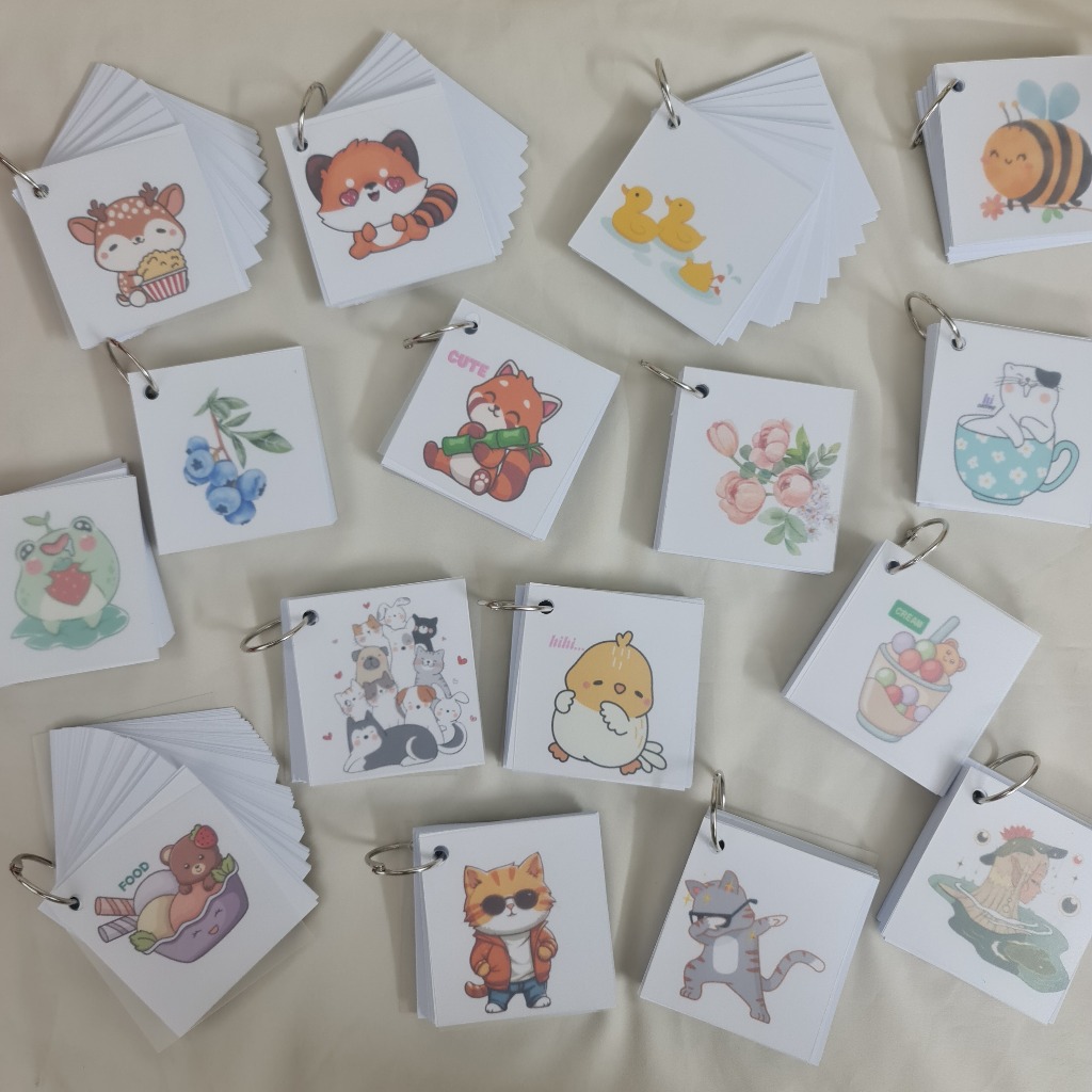 Flashcard học từ vựng vuông 7x7cm giấy đẹp, thiết kế thông minh, tiện học tiếng anh nhật hàn | BigBuy360 - bigbuy360.vn