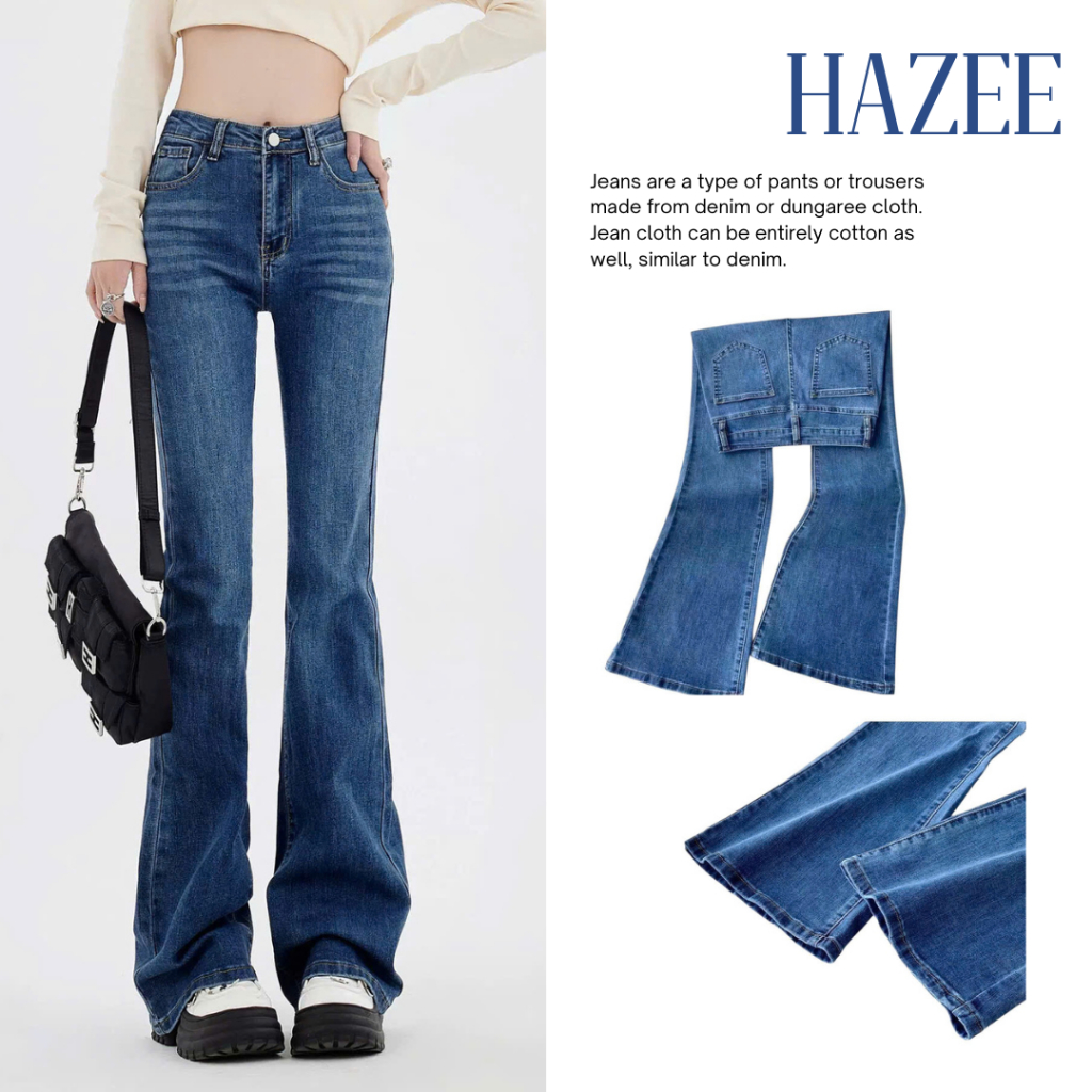 Quần Jean Nữ Ống Loe Lưng Cao HAZEE dáng Slim co giãn