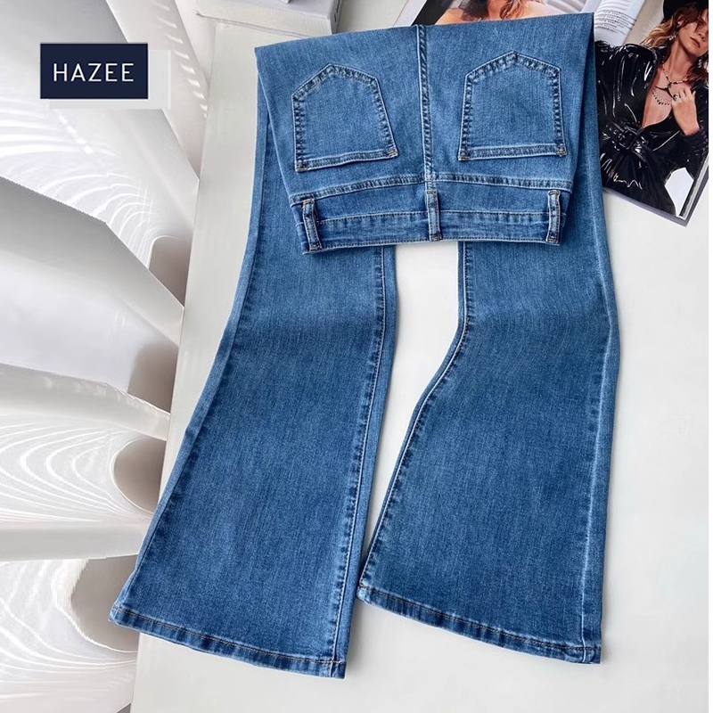 Quần Jean Nữ Ống Loe Lưng Cao HAZEE dáng Slim co giãn