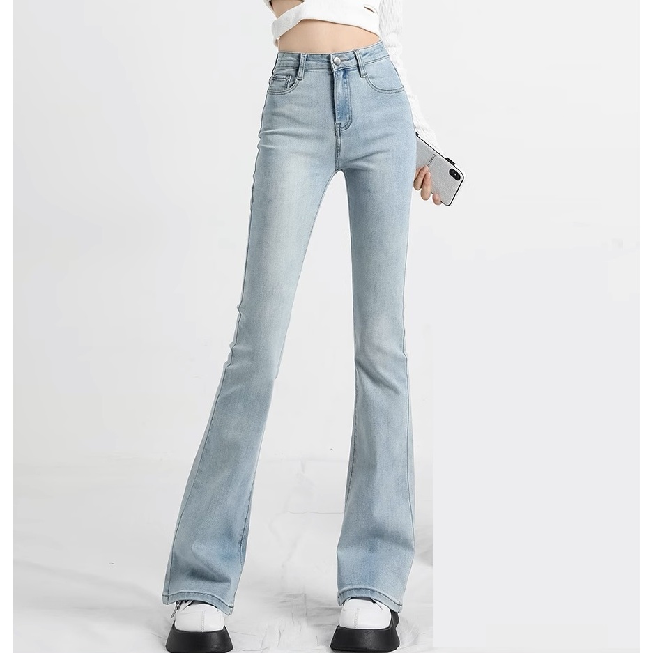Quần Jean Nữ Ống Loe Lưng Cao HAZEE dáng Slim co giãn