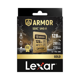 Thẻ nhớ Lexar ARMOR GOLD SDXC UHS-II thép không gỉ, chống nước, chống sốc, siêu bền