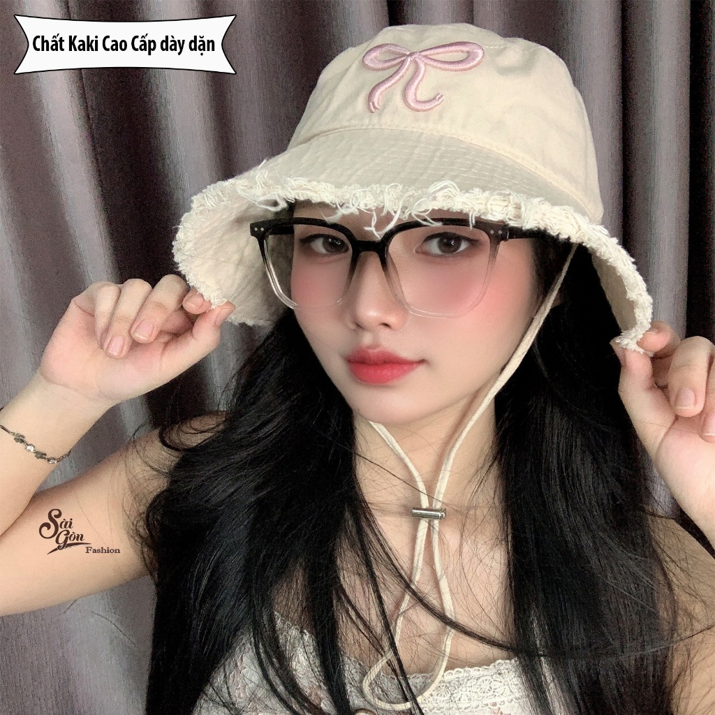 Mũ trẻ em | Mũ Bucket Tua Rua Trơn Form Unisex Nam Nữ