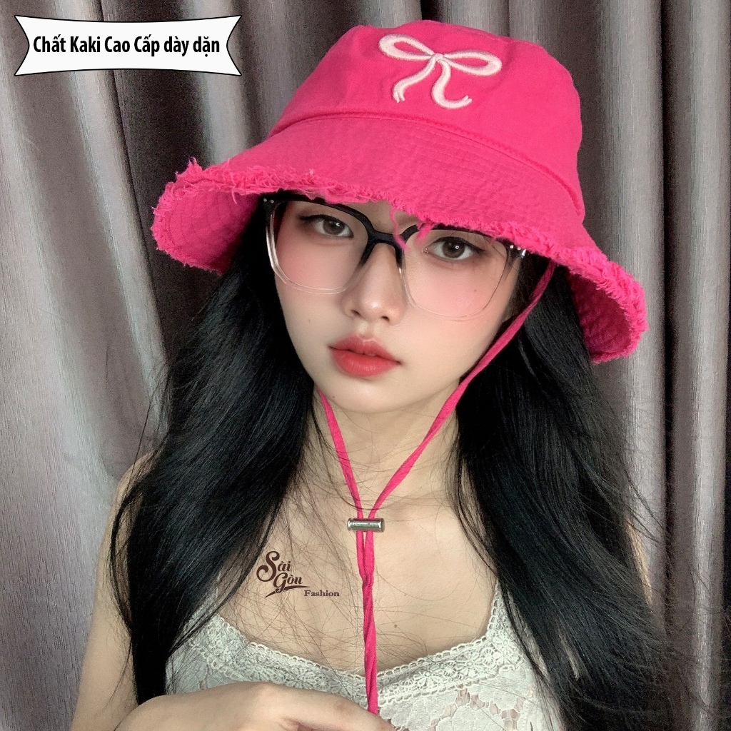 Mũ trẻ em | Mũ Bucket Tua Rua Trơn Form Unisex Nam Nữ