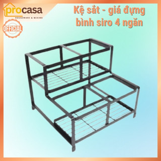 Kệ sắt - Giá đựng chai siro 4 ngăn - đựng bình pump - để bình siro