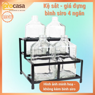 Kệ sắt - Giá đựng chai siro 4 ngăn - đựng bình pump - để bình siro