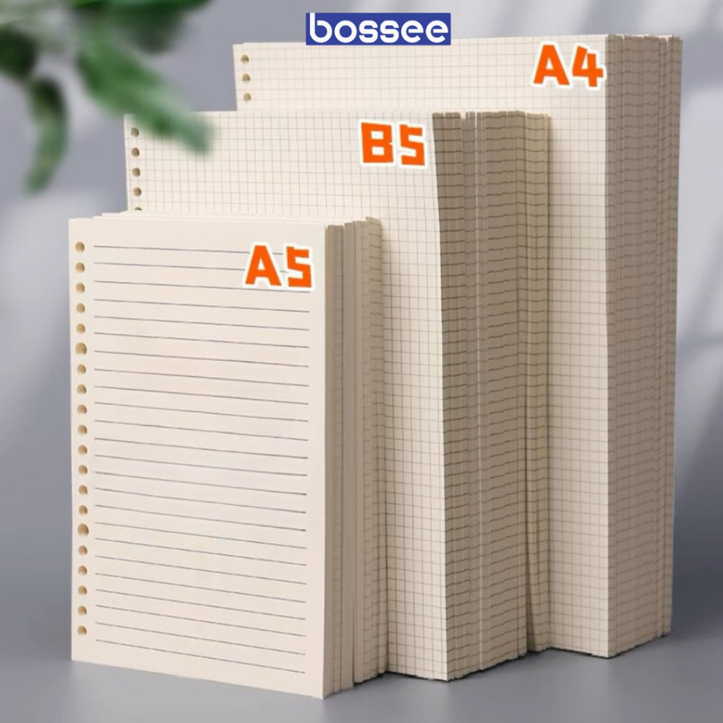 Ruột sổ còng A5/ B5/ A4, giấy refill kẻ ngang/ ô lưới tiện lợi loại 20 26 30 lỗ tròn cho học sinh