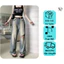 Quần jeans ống rộng, Quần bò xám bụi vàng Rách Gối phong cách hiện đại HOT LN 02