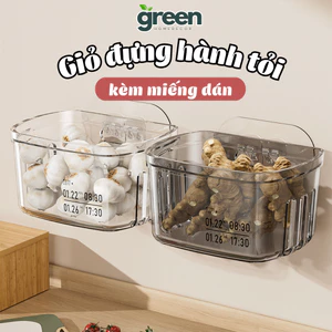 Giỏ Đựng Hành Tỏi Nhà Bếp Gắn Tường Trong Suốt Kèm Miếng Dán Tiện Lợi, Nhựa PP Bền Đẹp