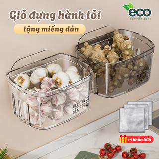 Giỏ Đựng Hành Tỏi Treo Tường Trong Suốt Có Miếng Dán, Giỏ Nhựa Dán Tường Nhà Bếp Tiện Lợi, Bền Đẹp