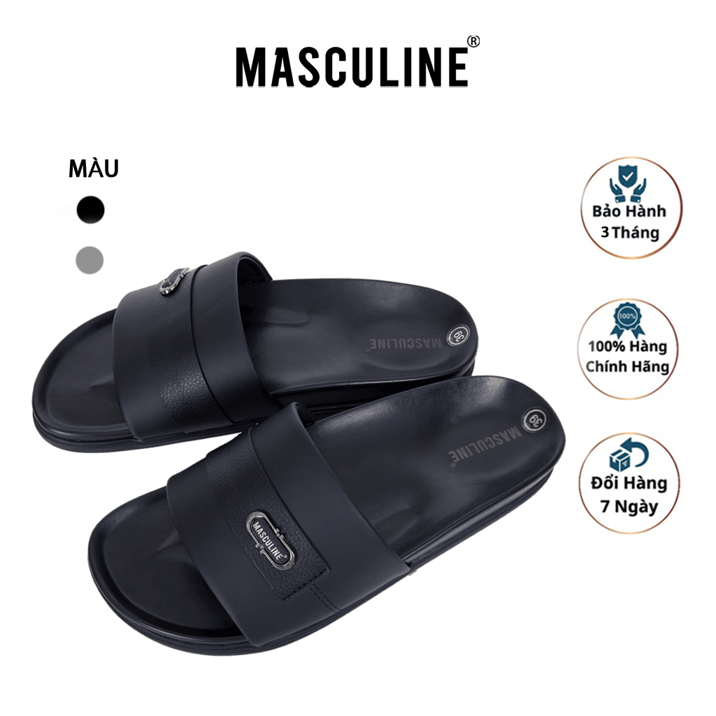 Dép nam cao cấp MASCULINE, Dép da chính hãng kiểu dáng trẻ trung, đế PU chống trơn trượt - MCT513