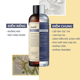 Nước Hoa Hồng Klairs Supple Preparation Unscented Toner Dưỡng Ẩm Làm Dịu Da 180ml - Bebeau