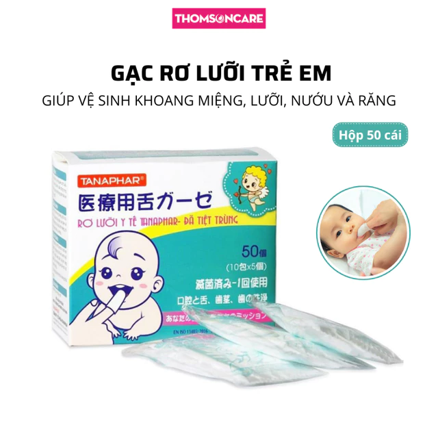 Gạc rơ lưỡi trẻ em Tanaphar đã tiệt trùng, tưa lưỡi cho bé, rơ lưỡi không tẩm - tiêu chuẩn xuất Nhật