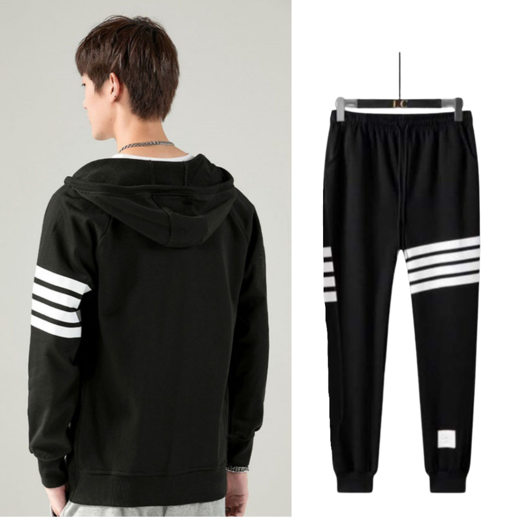 Bộ Dài Thể Thao Nam Nữ In 4 Viền Chất Nỉ Nhiều Màu Thời Trang Thiết Kế Áo Kèm Quần Jogger Unisex L1