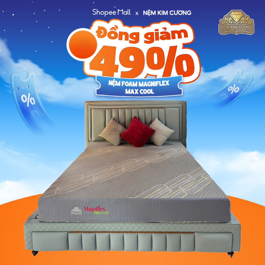 NỆM KIM CƯƠNG - Nệm Foam MAGNIFLEX Max Cool cao cấp, kháng khuẩn, cân bằng nhiệt, nâng đỡ cơ thể, cao su non
