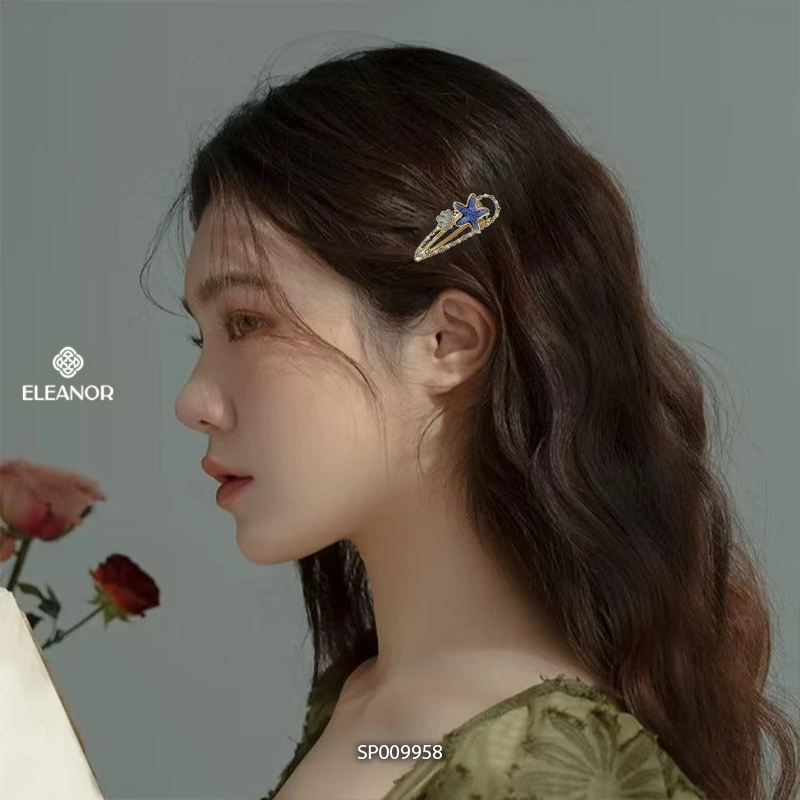 Kẹp tóc nữ Eleanor Accessories hình vỏ sò và sao biển kẹp tóc mái đính đá phụ kiện tóc 9958
