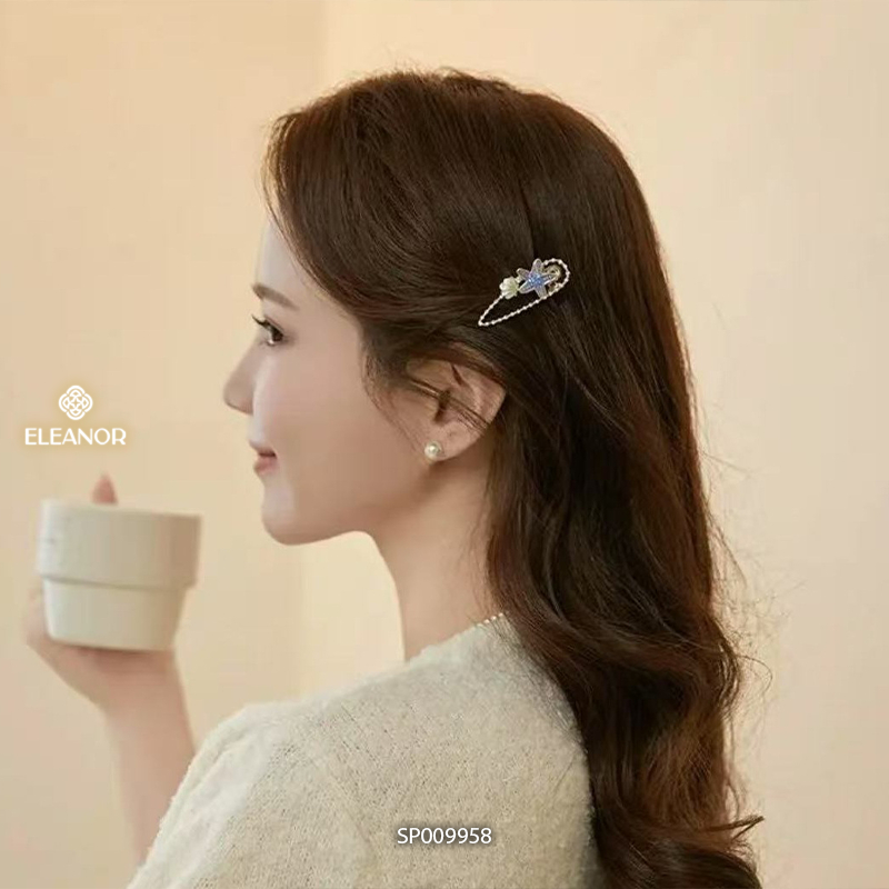 Kẹp tóc nữ Eleanor Accessories hình vỏ sò và sao biển kẹp tóc mái đính đá phụ kiện tóc 9958