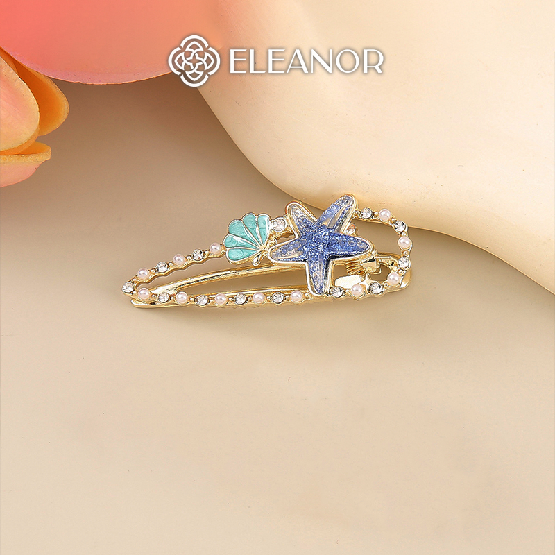 Kẹp tóc nữ Eleanor Accessories hình vỏ sò và sao biển kẹp tóc mái đính đá phụ kiện tóc 9958