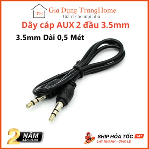 Dây cáp AUX 2 đầu 3.5mm hỗ trợ mic cao cấp dài 0.5m dùng cho loa tivi máy tính điện thoại siêu bền
