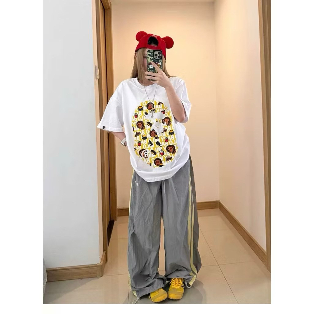 Áo Thun Bape Athing Chất Vải Cotton Dày Dặn Form Rộng Unisex Nam Nữ Full Tem Tag Mac