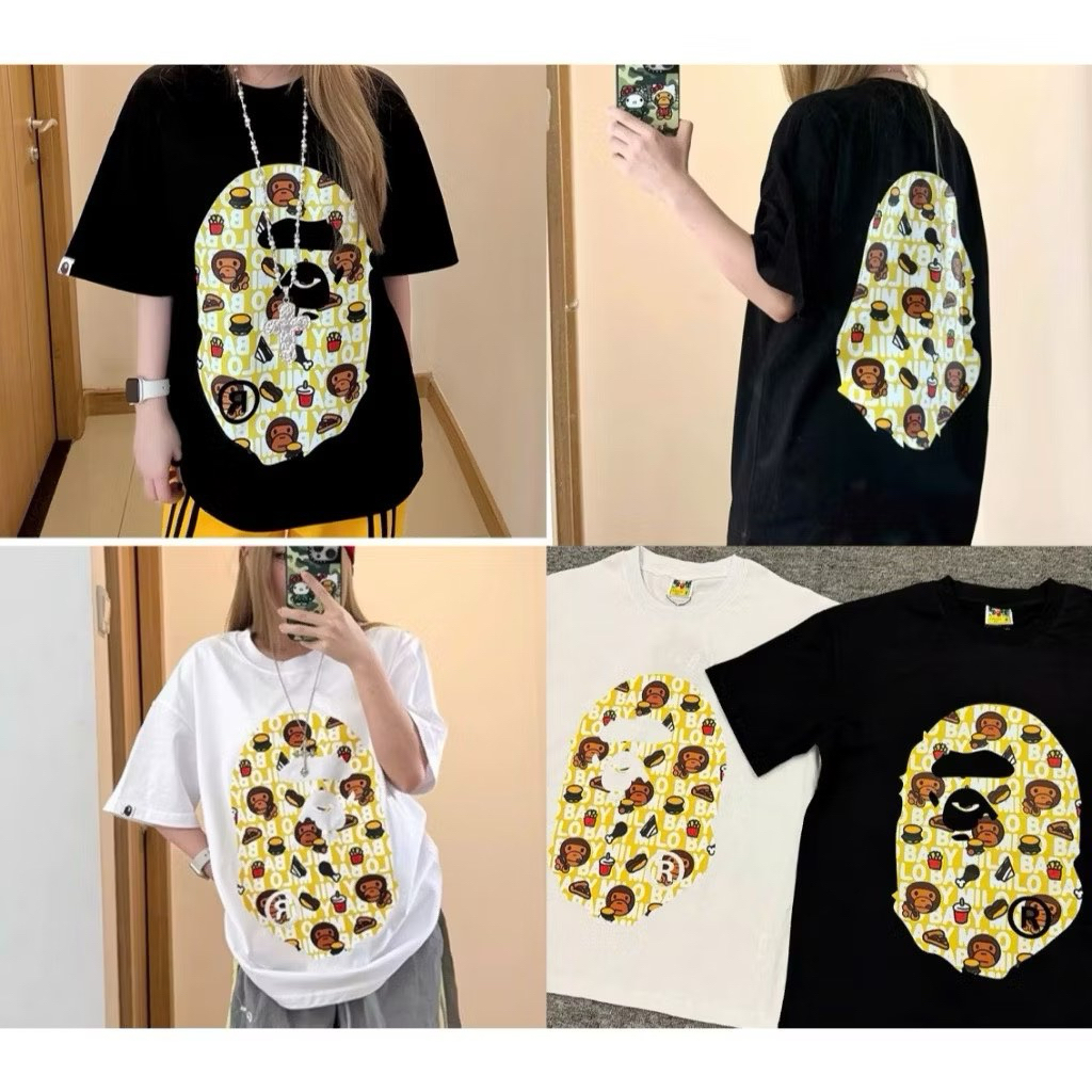 Áo Thun Bape Athing Chất Vải Cotton Dày Dặn Form Rộng Unisex Nam Nữ Full Tem Tag Mac