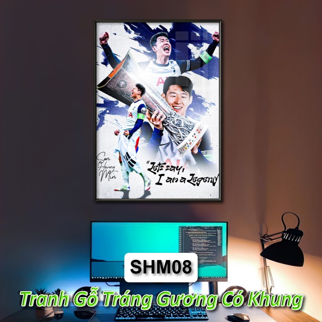 Khung Tranh Cầu thủ bóng đá Son Heung-min - Tranh Tráng Gương Khung Composite Decor Treo Tường Trang Trí